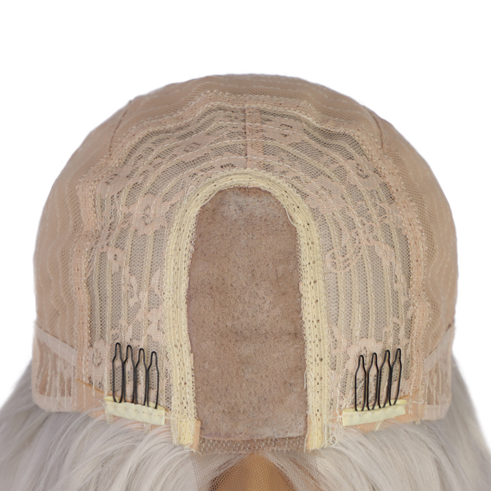 women wig 24inch Long White Wig Straight Hair synthetic lace front wigs cosplay wig