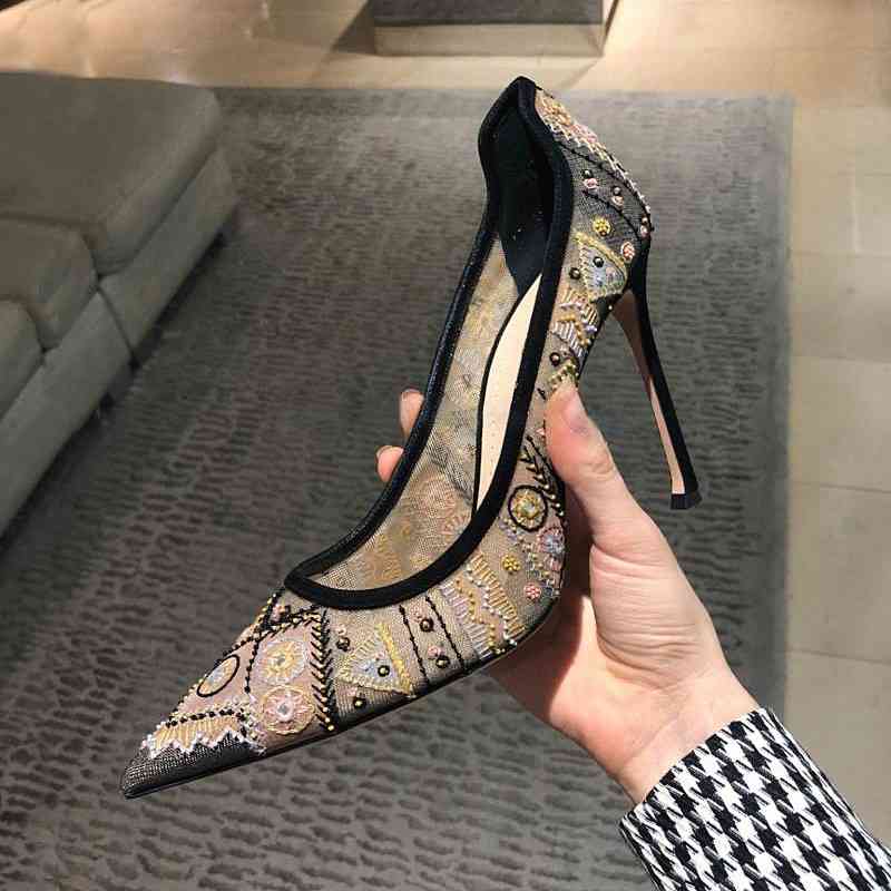 dress shoes spring hand-sewn shoes embroidered pattern woven surface pointed high heels lace party dress small size single wo, Black
dress shoes spring hand-sewn shoes embroidered pattern woven surface pointed high heels lace party dress small size single wo, Black