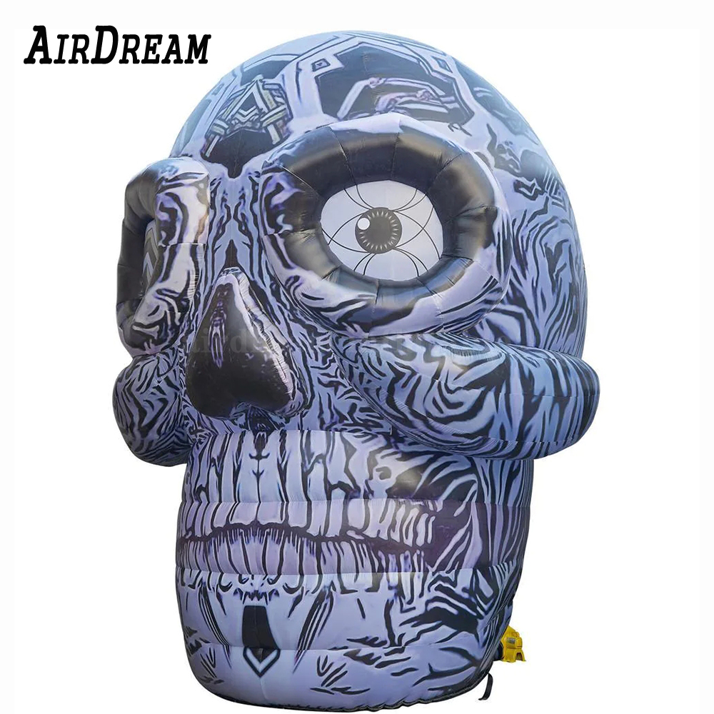 Free ship huge Inflatable Grey Printed Skull head giant ghost skeleton Air Model Toy for Halloween Festival Decoration