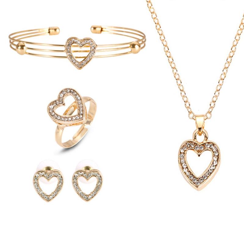 Earrings & Necklace Jewelry Set Bracelet Ring Luxury Fashion Esign Heart Shape Crystal Pendant Gift For Wedding, Silver
Earrings & Necklace Jewelry Set Bracelet Ring Luxury Fashion Esign Heart Shape Crystal Pendant Gift For Wedding, Silver