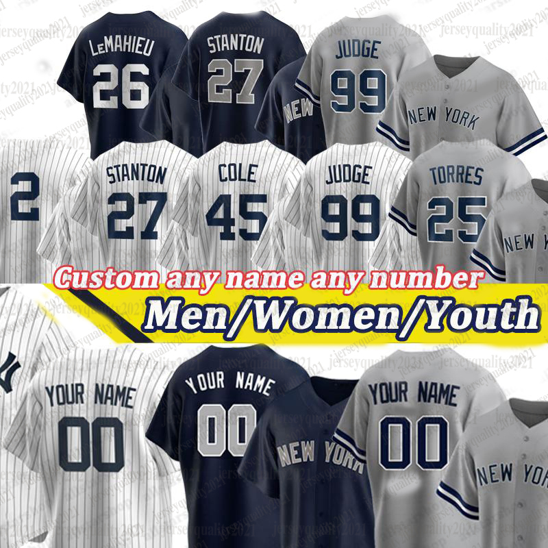 Mens Derek Jeter DJ LeMahieu NY Aaron Judge Jersey Mariano Rivera Babe Ruth Bernie Williams Women Youth Custom Baseball Jerseys, Blue;black