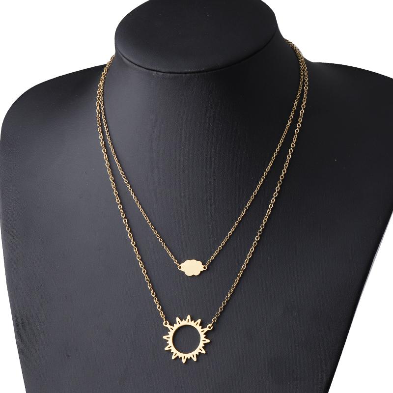 Pendant Necklaces Fnixtar 10Pcs 45+50cm Double Layer Sun Clouds Necklace Mirror Polish Stainless Steel For Christmas Giftas Gifts
Pendant Necklaces Fnixtar 10Pcs 45+50cm Double Layer Sun Clouds Necklace Mirror Polish Stainless Steel For Christmas Giftas Gifts