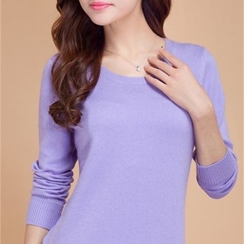 High Quality Pure Colors Autumn Winter NEW European Style Women Fashion Outwear Pullovers Knitted Cashmere Sweater Lady Big Size T200319