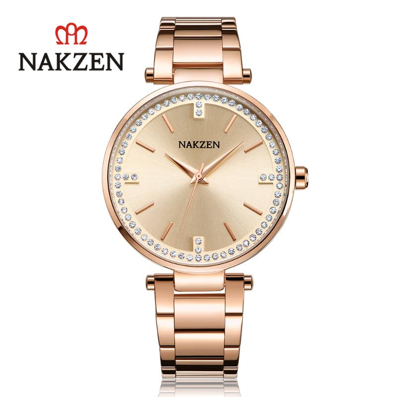 Wristwatches NAKZEN JAPANESE Women Quartz Watch Hardex Glass Case Crystal Zirconia Inlaid Lady Stainless Steel, Pink
Wristwatches NAKZEN JAPANESE Women Quartz Watch Hardex Glass Case Crystal Zirconia Inlaid Lady Stainless Steel, Pink