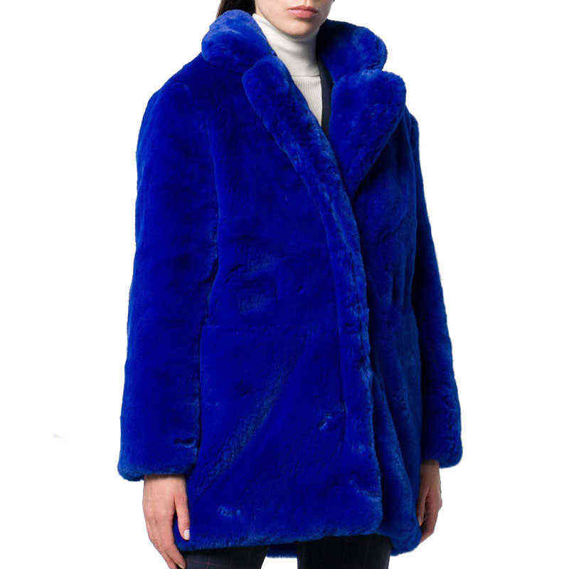 Winter Coat Women Faux Fur Jacket Female Casual Thick Warm Loose Women Clothing Solid Long Jacket Autumn Vintage Outwear 211123