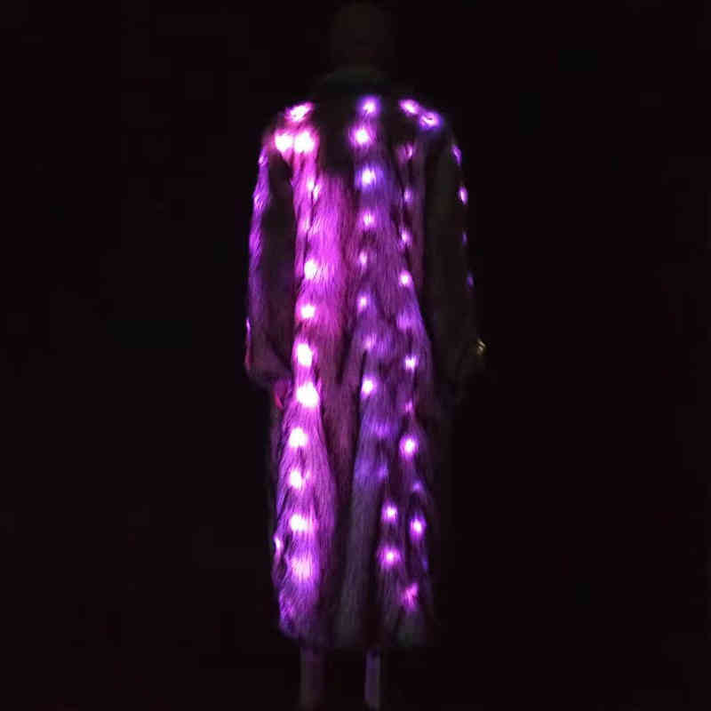 Led Coat Long Fur Women's With Light Stage Suit Jacket Women Clothes 211213