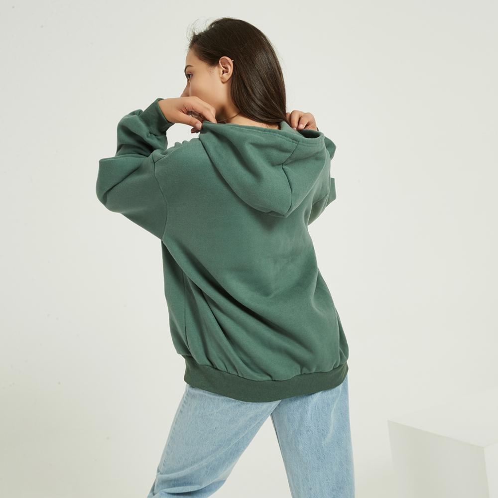 Wixra Women Zippers Sweatshirts Solid Long Sleeve Embroidery Letter Hoodies Tops Autumn Spring Basic Zip-up Tops 201204