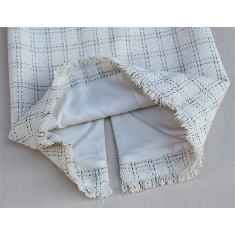 High Quality Women's Winter Suit: Plaid Long Coat & Skirt Set, Elegant Slim B4