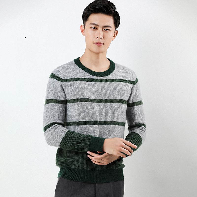 2021 New Long Sleeve Men's Knitting Jumper Autumn Winter Mens Thickening Warm O-neck 100% Cashmere Sweater Men Cchx, Beige