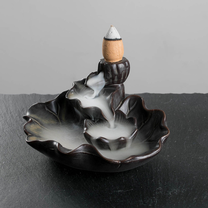 Ceramic Lotus Leaf Backflow Incense Burner Waterfall Aromatherapy Censer Home Office Decor Incense Holder + 10pcs Free Cones
Ceramic Lotus Leaf Backflow Incense Burner Waterfall Aromatherapy Censer Home Office Decor Incense Holder + 10pcs Free Cones