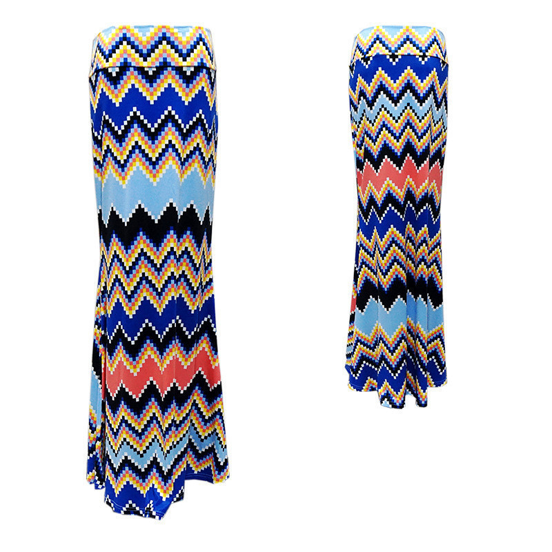 Summer Womens Skirts Printed Long Skirts Bohemian Fashion Style Beach Leisure Vacation Ladies Sexy Hip Skirts 3XL 210306