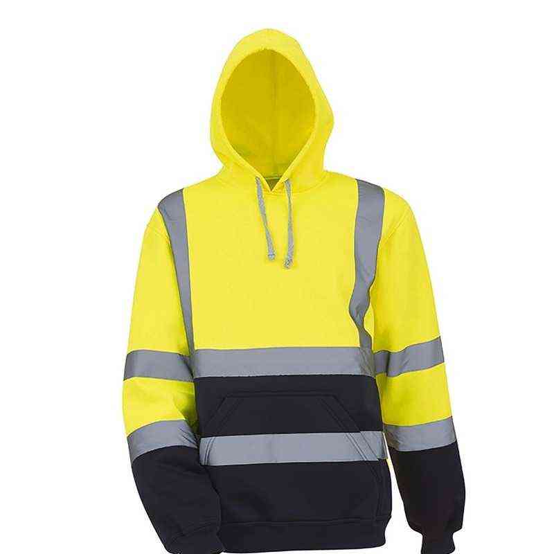 Hoodies Male Reflective Sportswear Men's Jacket Road Work High Visibility Pullover Long Sleeve Tops Coat Clothes Streetwear 211110