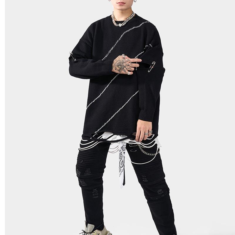 Men's Sweaters Line High Street Men Lower Cross Oversize Neck Fall Retro Striped Pullover Slashes Casual Vibe Couple Sweater Clothes, White;black
Men's Sweaters Line High Street Men Lower Cross Oversize Neck Fall Retro Striped Pullover Slashes Casual Vibe Couple Sweater Clothes, White;black