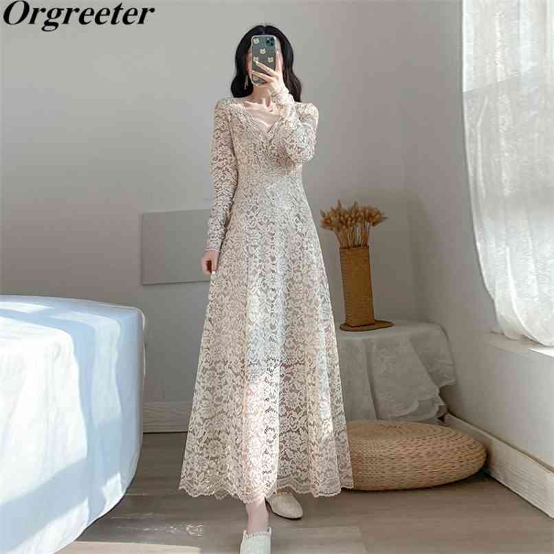 Elegant V-neck Long Sleeve Lace Dresses Female Vestidos Women Solid Slim Dress Robe Spring Fall 210602, Beige
Elegant V-neck Long Sleeve Lace Dresses Female Vestidos Women Solid Slim Dress Robe Spring Fall 210602, Beige