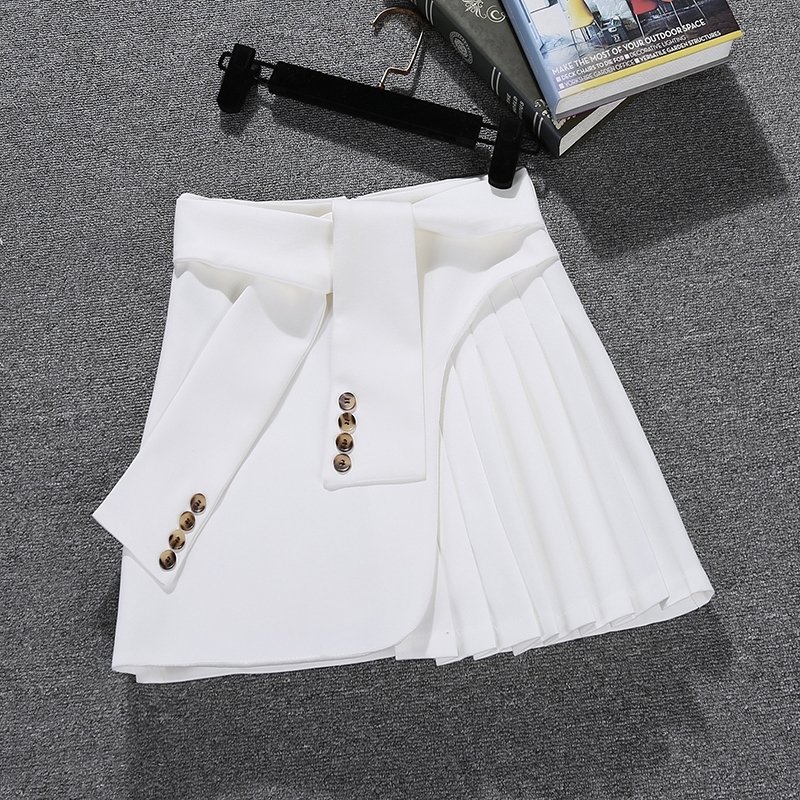 DEAT Summer Arrivals High Waist Lace Up Bandage Short Mini Pleated Skirt Women Casual MI963 210306
