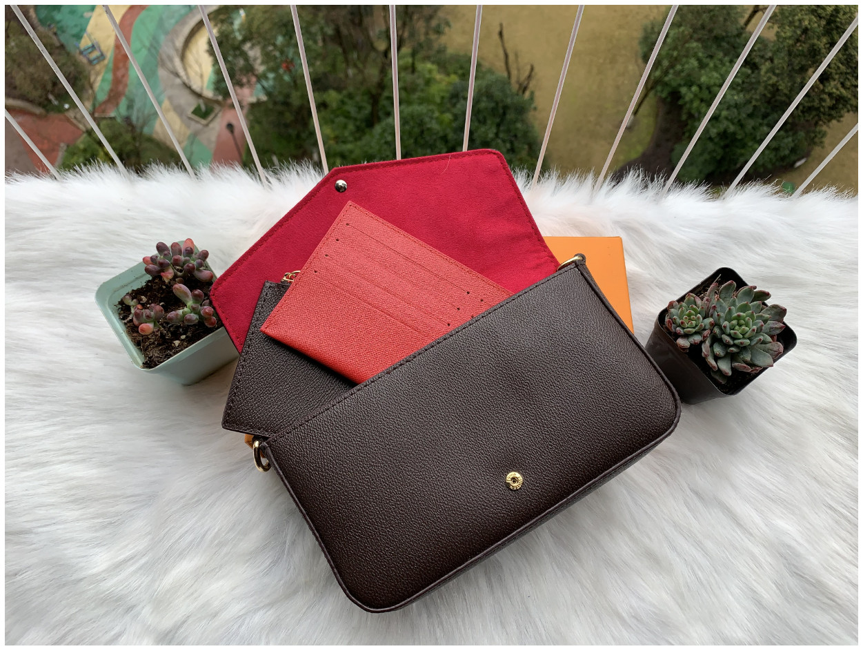 Classic Luxury designer handbag Pochette Felicie Bag Genuine Leather Handbags Shoulder bags handbag Clutch Tote Messenger Shopping Purse, Brown+flower 
Classic Luxury designer handbag Pochette Felicie Bag Genuine Leather Handbags Shoulder bags handbag Clutch Tote Messenger Shopping Purse, Brown+flower