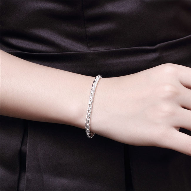 Small twisted rope 925 silver plate bracelets size 20CM*0.4CM DMSB210,hot sterling silver plated bracelet jewelry Link, Chain