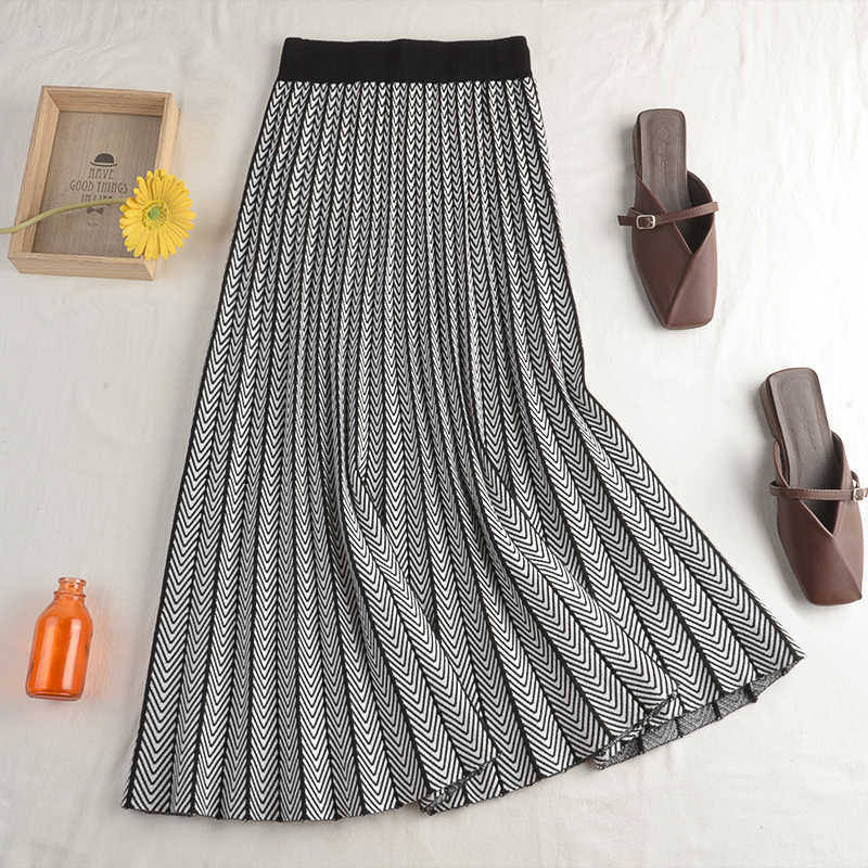 Autumn And Winter vintage stretch high waisted midi pleated Houndstooth printed knitted skirt for women Runway skirts 210601, Black
Autumn And Winter vintage stretch high waisted midi pleated Houndstooth printed knitted skirt for women Runway skirts 210601, Black