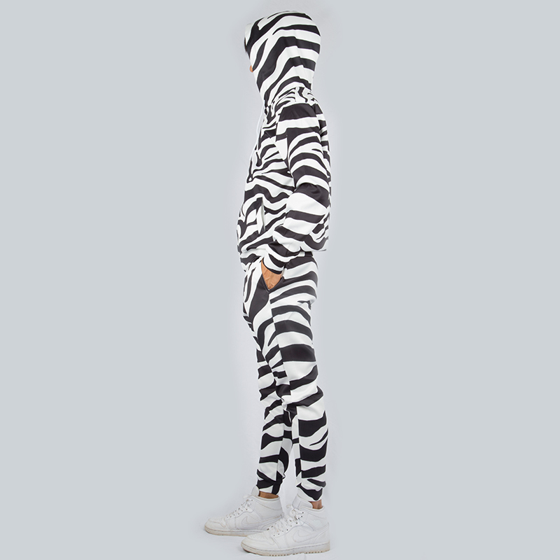 UJWI Fashion Men/Women 2 Pieces Tracksuit Set Harajuku 3d Black While Zebra Unisex Hoodies Sportswear Pant Suit Fitness Clothes 201210