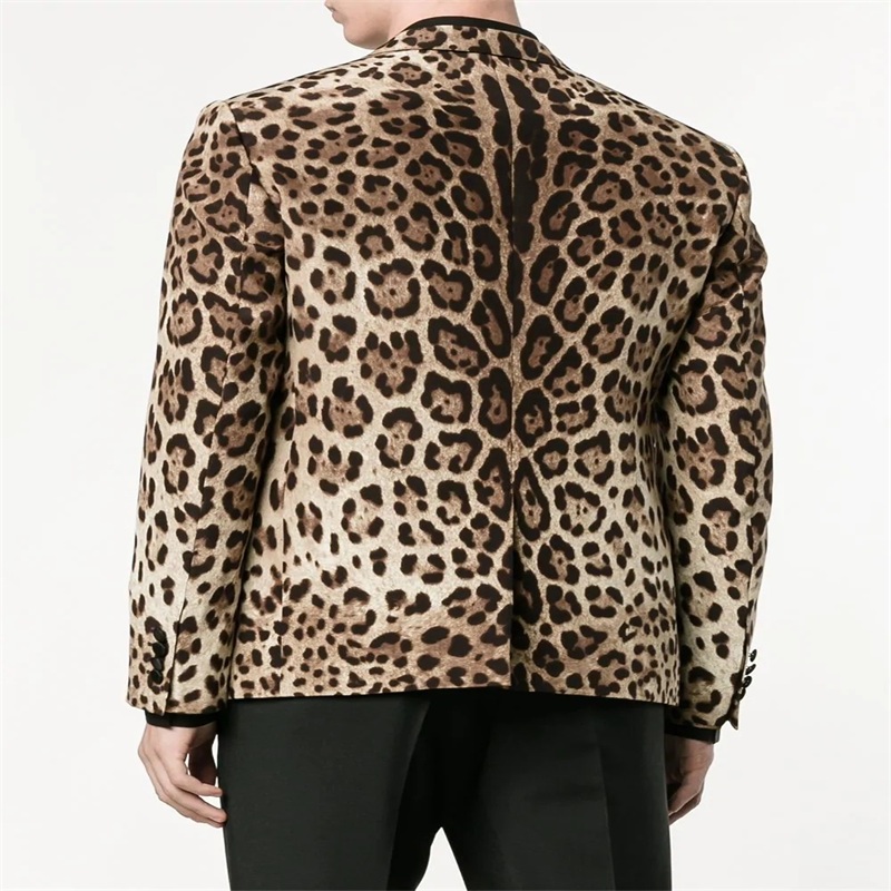 Two Pieces Leopard Men Suits Modern Custom Made Handsome Spring Suits One Button Formal Business Coat+Pant
