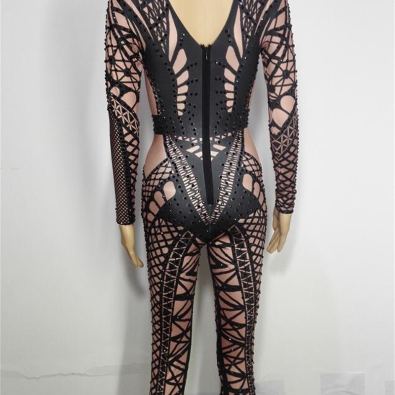 Sexy Crystal Jumpsuit: Sparkg Rhies, Stage Performance Party Romper B4