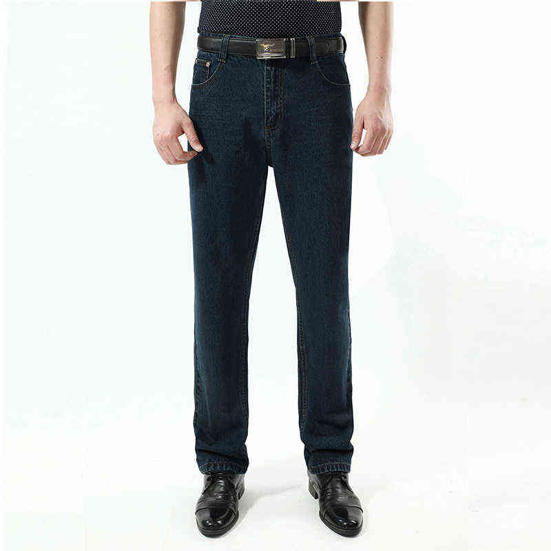 Men's High Waist Jeans Black Large Size Classic Style Denim Pants Male Straight Cut Blue Husband Vintage Cowboy Trouser Men 211111