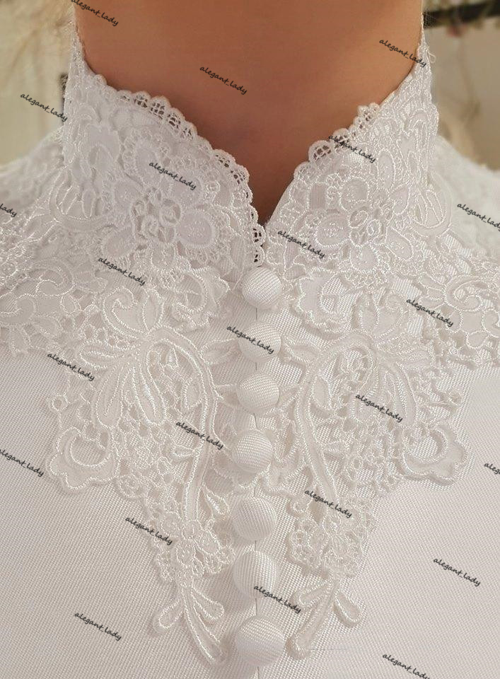 Muslim Modest Wedding Dresses With Long Sleeves High Neck Lace Applique Princess Hijab Church Arabic Bridal Dress with Pocket