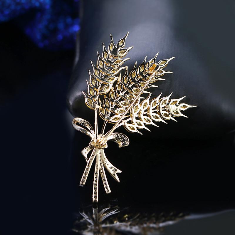 Women's Wheat Ear Brooch Teacher's Day Gift Corsage Coat Fall Winter Accessories Golden Barley Pin
