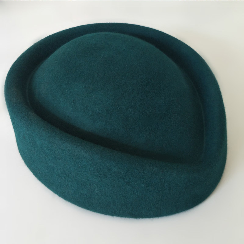Top Quality Women Wool Felt Beret Hat Teardrop Fancy Stewardess Air Hostesses Pillbox Hat Millinery Fascinator Base Cap 210311