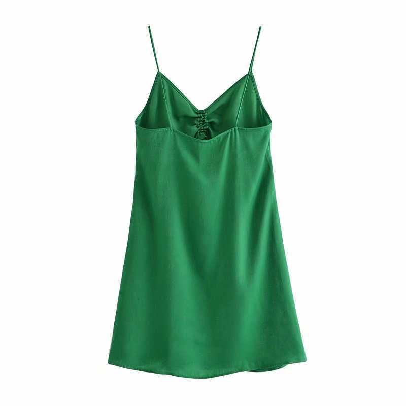 Summer Women Sling Dress elegant Chic lady Casual Fashion Woman Green Short Corset Lace Up dress 210709