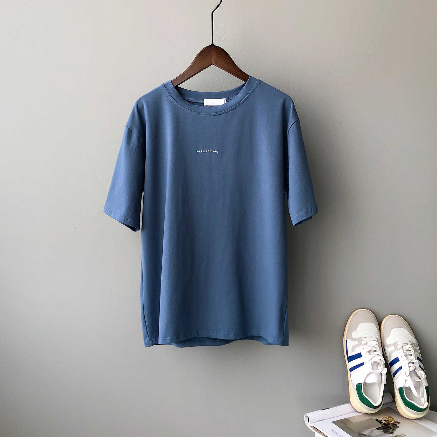 Basic Short Sleeve T-shirt for Women Spring Korean Round Neck Simple Letter Print Top Female 210607, Khaki
Basic Short Sleeve T-shirt for Women Spring Korean Round Neck Simple Letter Print Top Female 210607, Khaki