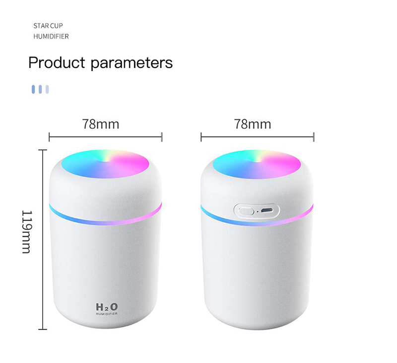 Car Humidifier 300ml USB Ultra Dazzle Cup Aroma Diffuser Cool Mist Maker Air Humidifiers Purifier with Romantic Light2984718