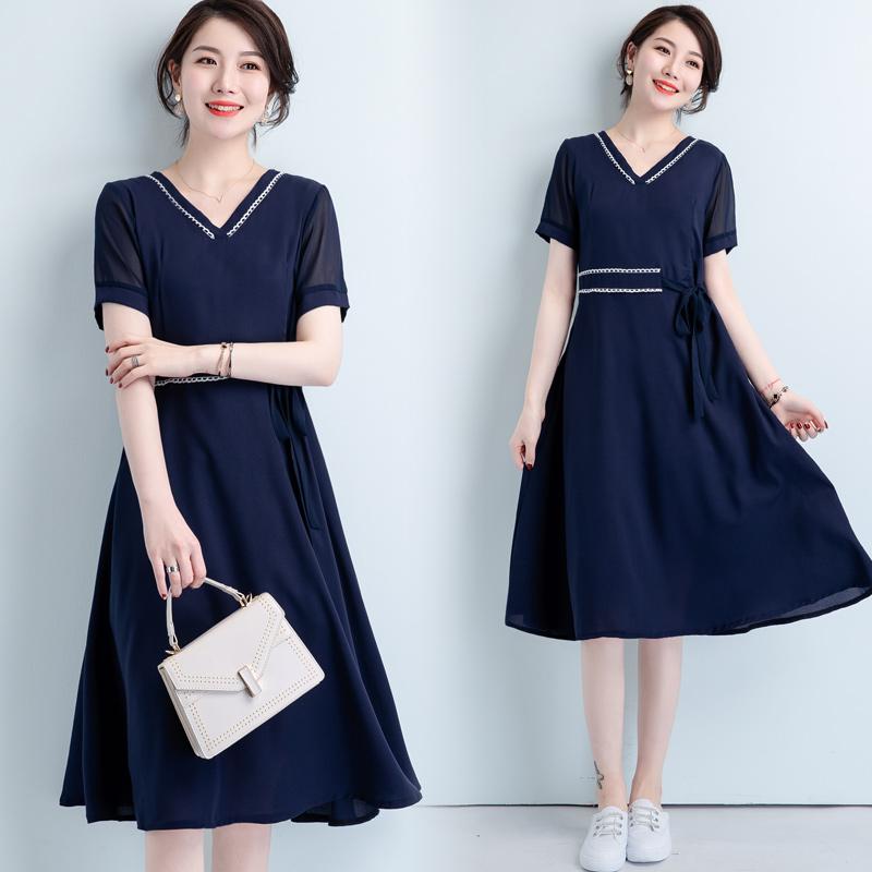 Casual Dresses Office Black Dress Elegant Ukraine Transparent Plus Size V-neck Chiffon Summer Women Splicing Vestidos