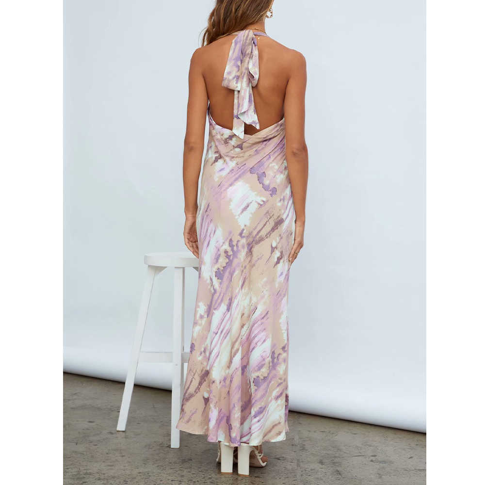 Summer Dress Women Backless Halter Maxi Dress elegant Casual Fashion Chic Lady Prom Dress Woman 210709
