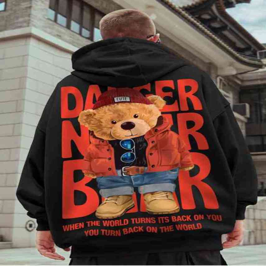 2021 new hooded Plush thickened loose Cartoon Bear Pullover oversized Sweatshirt men's and women's casual street cloth, Black
2021 new hooded Plush thickened loose Cartoon Bear Pullover oversized Sweatshirt men's and women's casual street cloth, Black