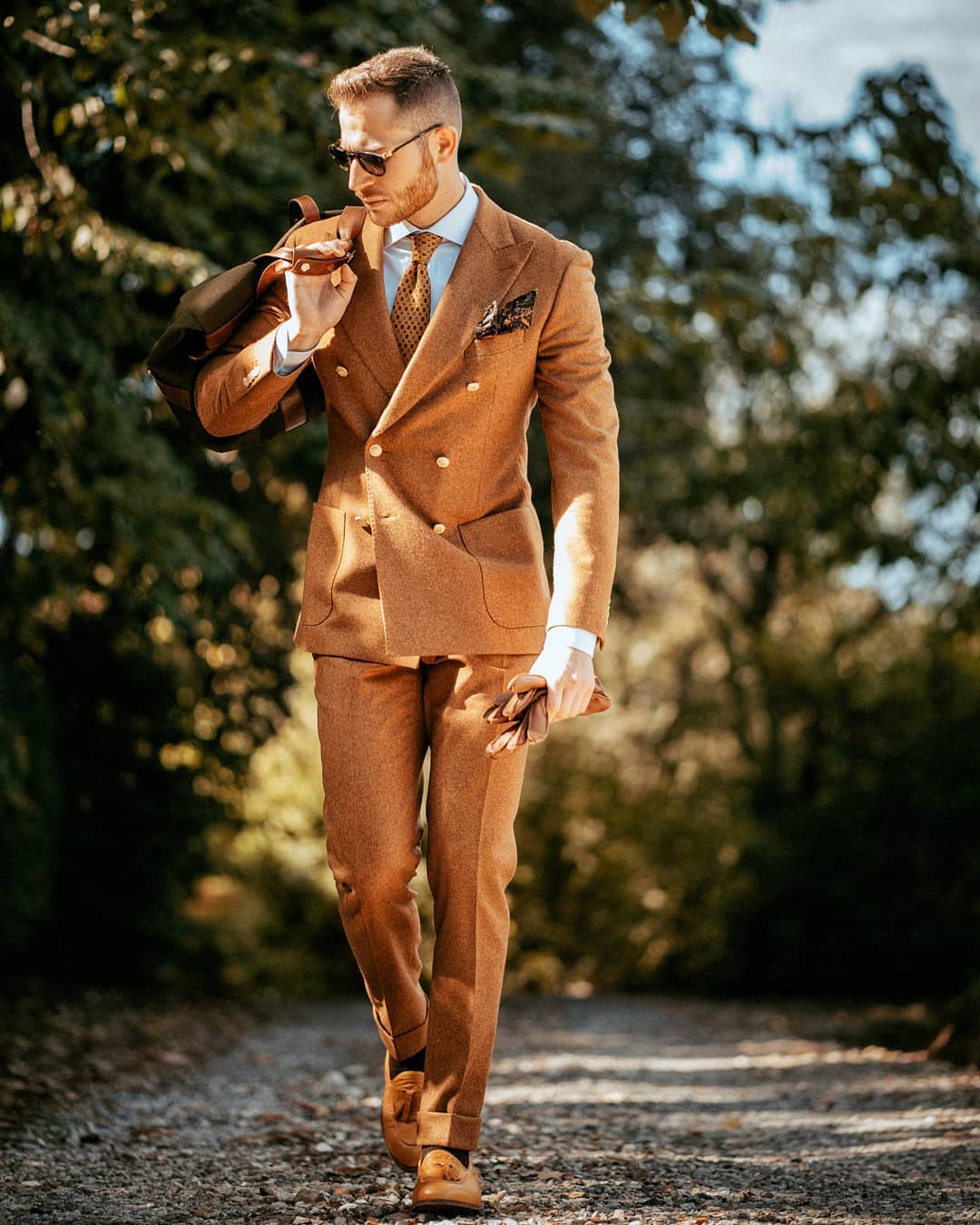 Gentleman Tailored Men Tuxedos 2 Pieces Double Breasted Pant Suit Prom Party Wedding Suits Outfit (Jacket+Pants)