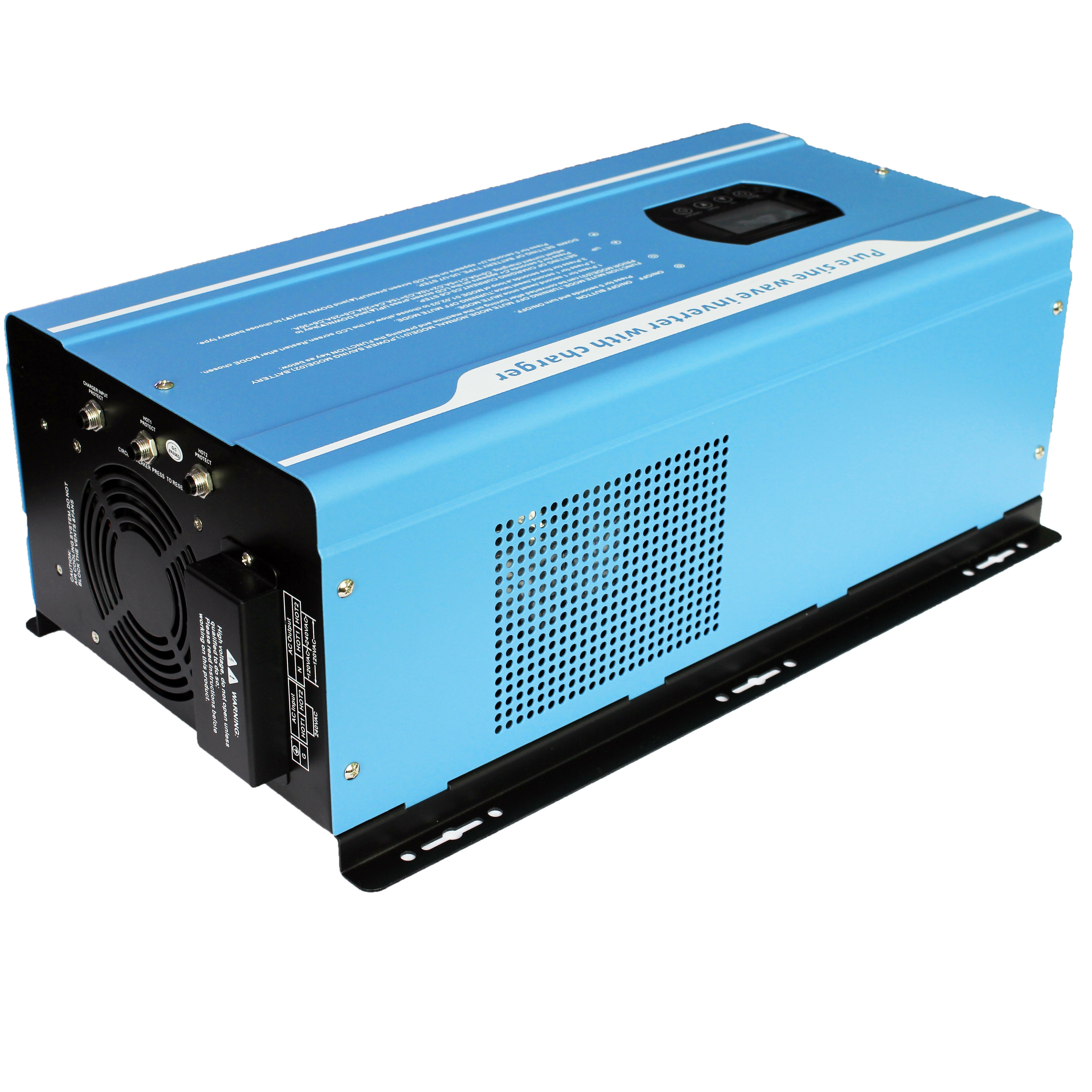 Power Inverter & Battery Charger LCD 4KW DC48V AC120&240V 60Hz 4000W Split Phase Dual Output Off-grid Hybrid Pure Sine Wave DC&AC Support Customize US