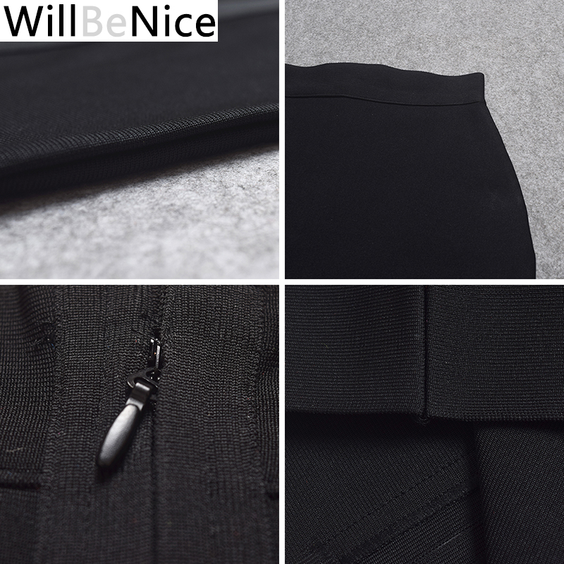 WillBeNice Black Wholesale High Waist Back Split Sexy Women Mid Calf Pencil Pink Bandage Skirt Bodycon Sexy Skirts Bandage 210306