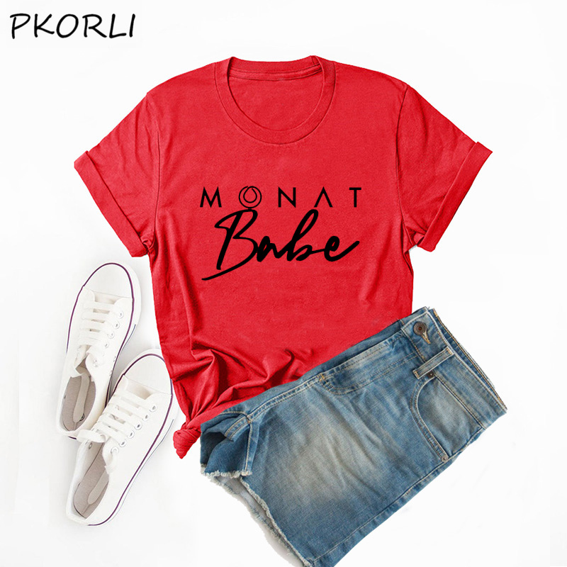 Harajuku Monat Babe T Shirt Women Summer Cotton Short Sleeve Graphic Tee Shirt Monat Team Vintage Tshirt 90s Aesthetic Tee Shirt 210310
