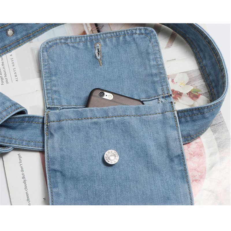 Waist Bag Women Fanny Pack Belt Fashion Adjustable Denim Female Phone Pouch Bum s Hip 210823