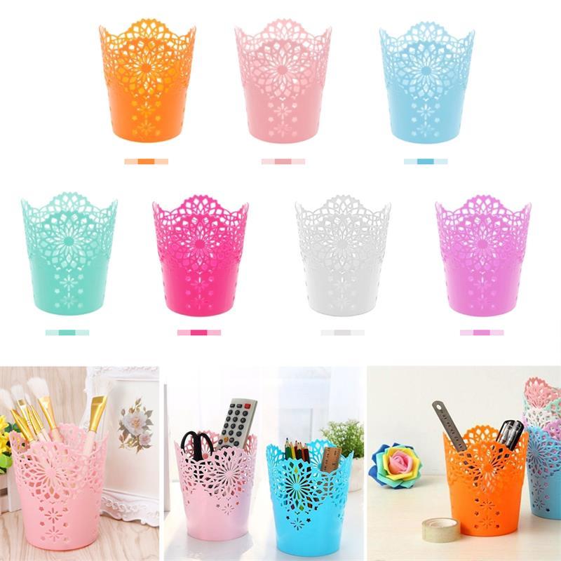 Hollow Flower Brush Storage Pen Pencil Pot Holder Container Desk Organizer Office Desk Decoration Gift 7 Colors7902723