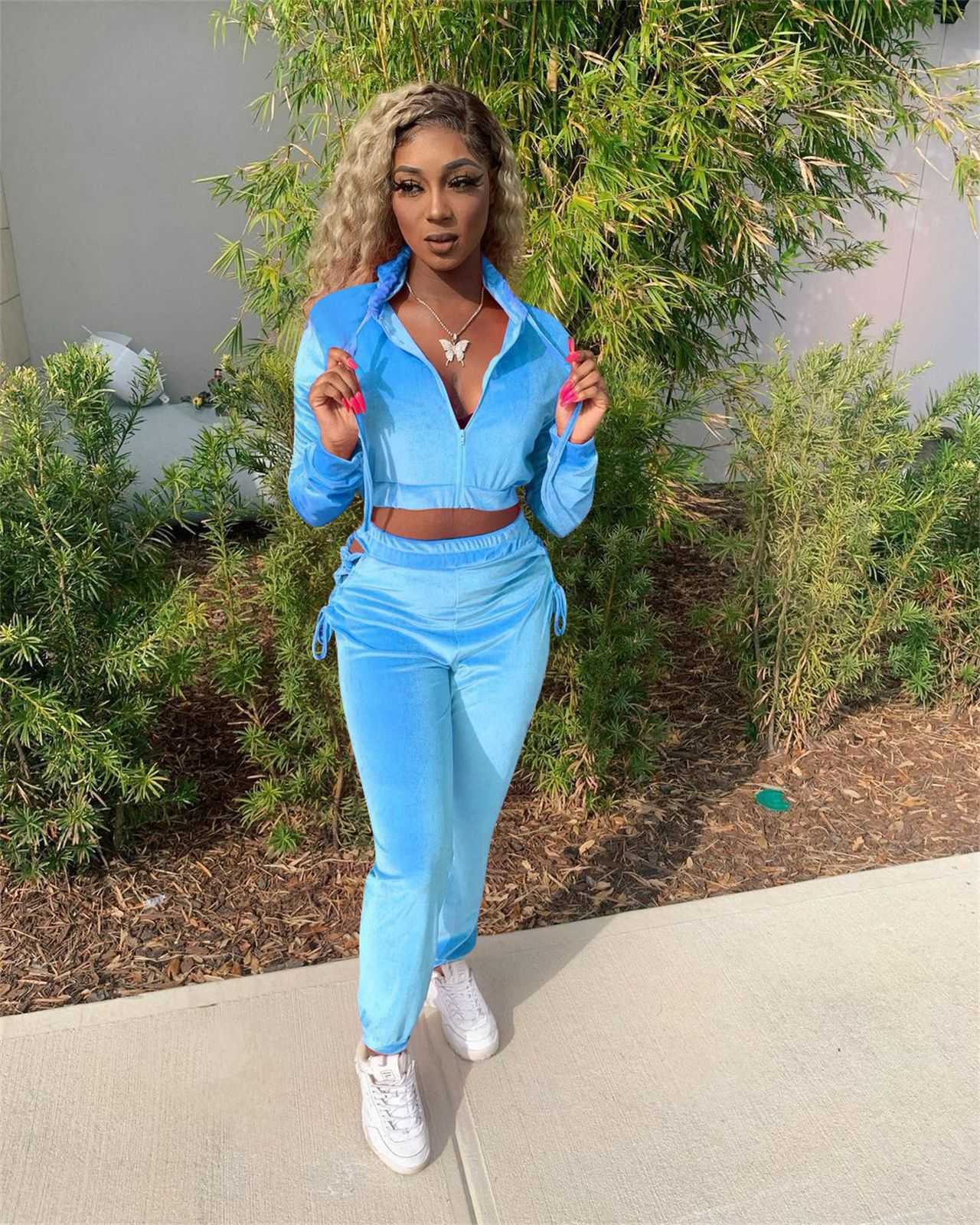 Women's Two Piece Pants Designers Women Clothes 2023 autumn and winter fashion velvet slim temperament two-piece women's suit