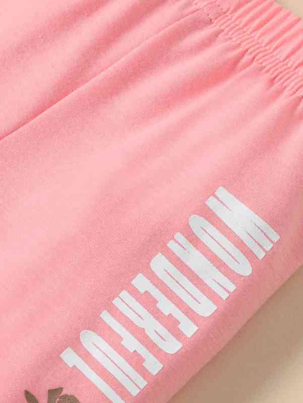 Baby Rose & Letter Graphic Tee & Sweatpants SHE