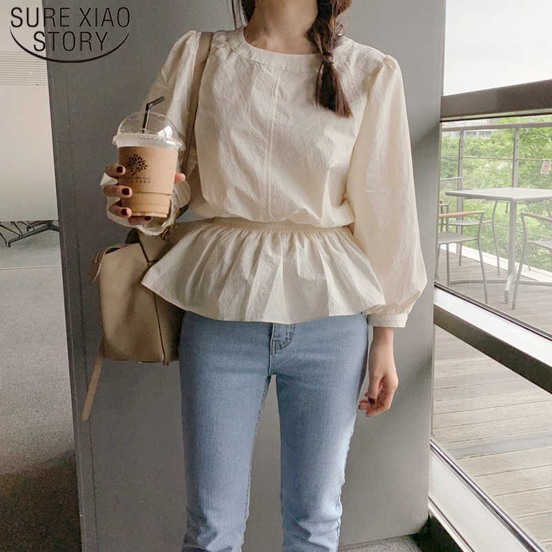 Blusas Mujer De Moda Spring Autumn Casual Solid Sweet Long Sleeve Women Blouses and Tops Women Shirts Office Lady 6877 50 210527, Apricot