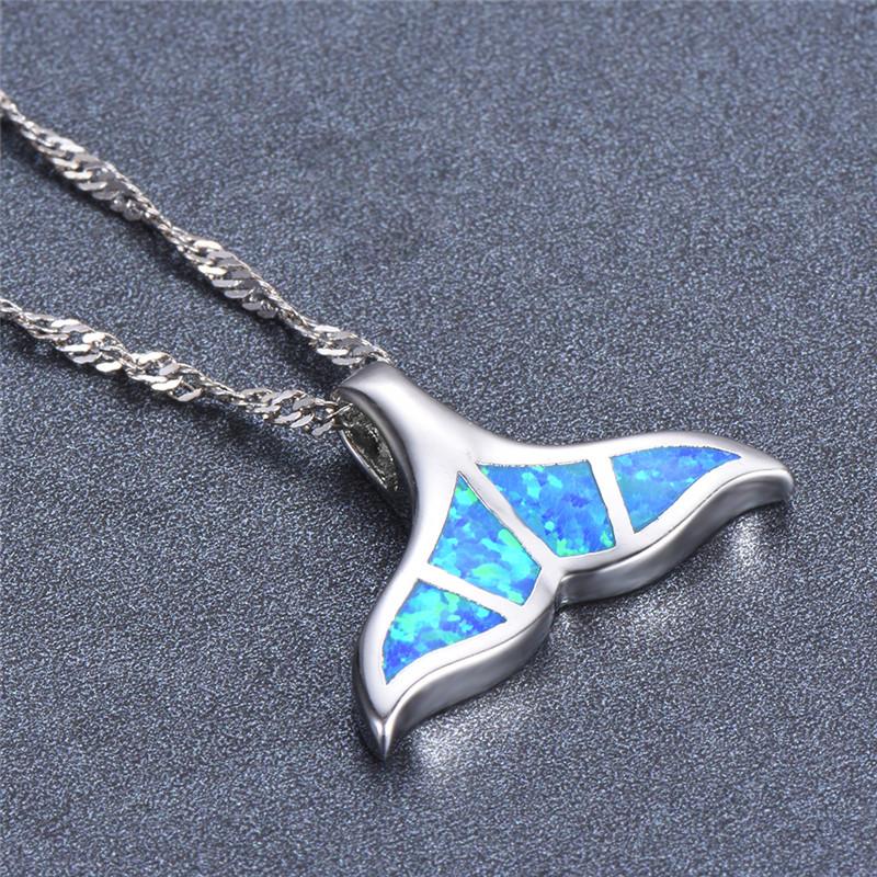 Pendant Necklaces White Blue Opal Stone Necklace Cute Mermaid Fishtail Classic Silver Color Water Wave Chain For Women
Pendant Necklaces White Blue Opal Stone Necklace Cute Mermaid Fishtail Classic Silver Color Water Wave Chain For Women