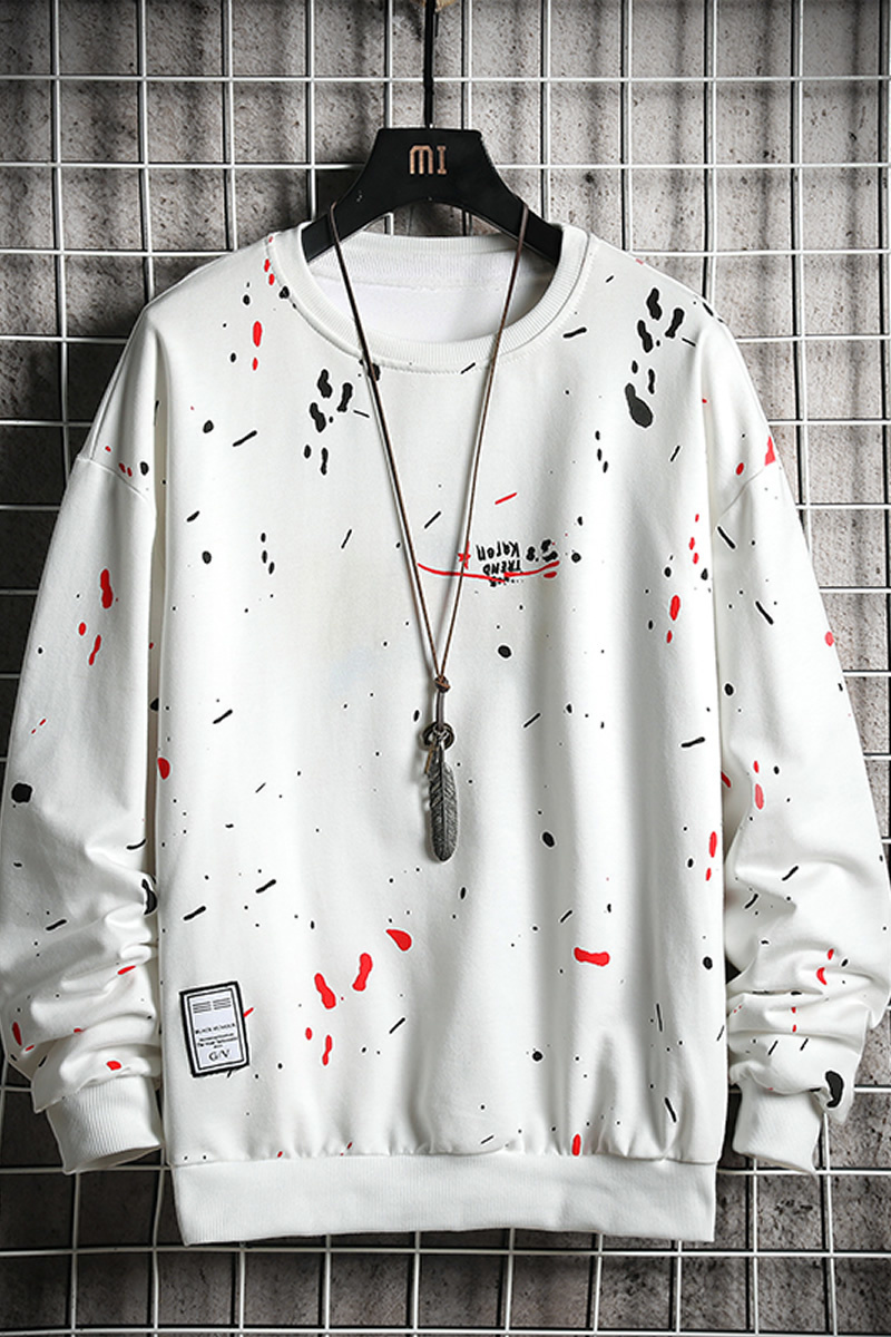 Trend Men Hoodies Casual Solid Splice Pullover O-Neck Slim Fit Men's Sportswear Sweatshirt Print Male Hoody Tracksuit 201127