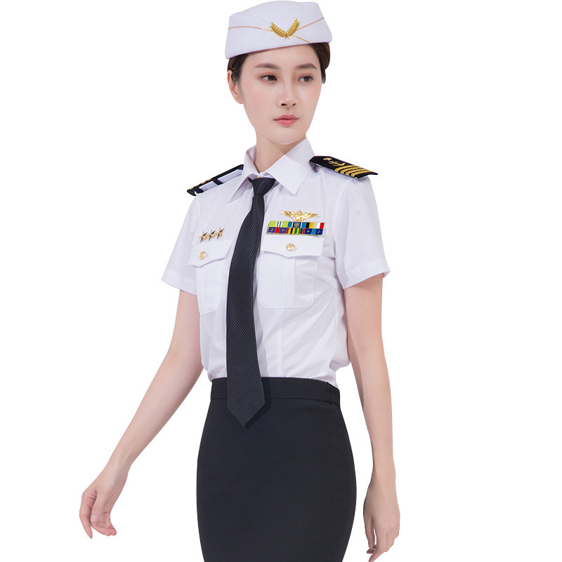 Summer seawoman Hat shirt Skirt Accessories female short sleeved captain aviation uniform stewardess professional Clothing