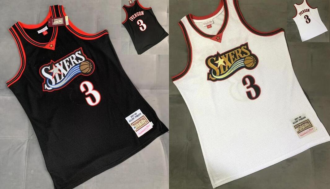Men basketball jerseys 3 Allen Iverson jersey 1997-98 white Hardwoods Classics retro JUST DON short, Black;red
Men basketball jerseys 3 Allen Iverson jersey 1997-98 white Hardwoods Classics retro JUST DON short, Black;red