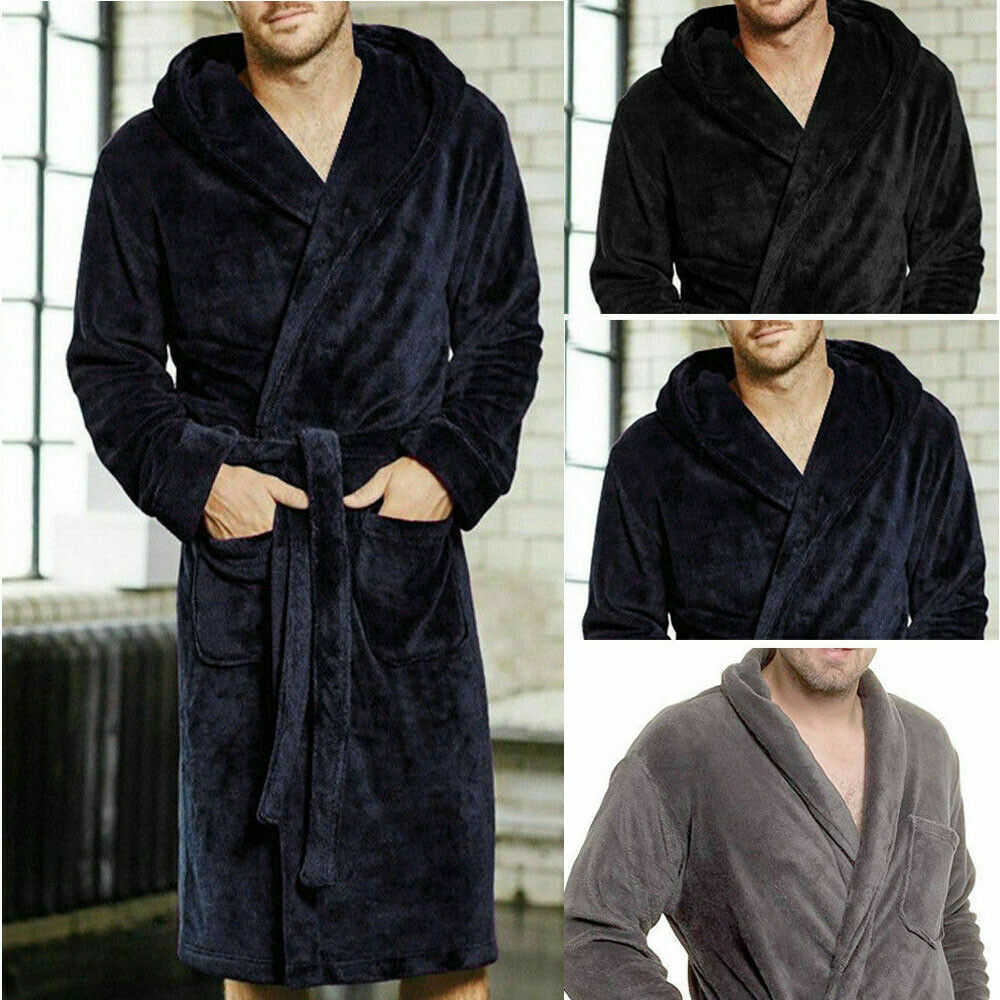 Fashion Casual Mens Bathrobes Robe V Neck Long Sleeve Couple Men Woman Robe Plush Shawl Kimono Warm Male Bathrobe Coat H0825