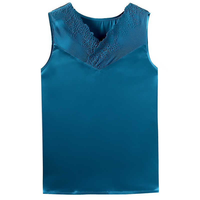 Korean Fashion Satin Tank Top Women Lace Sleeveless Plus Size XXXL/5XL Office Lady 210531